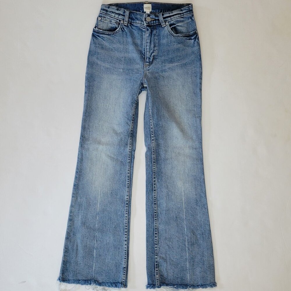 La Vie Rebecca Taylor High Rise Cropped Flare Raw Fray Hem Jean - Picture 2 of 12
